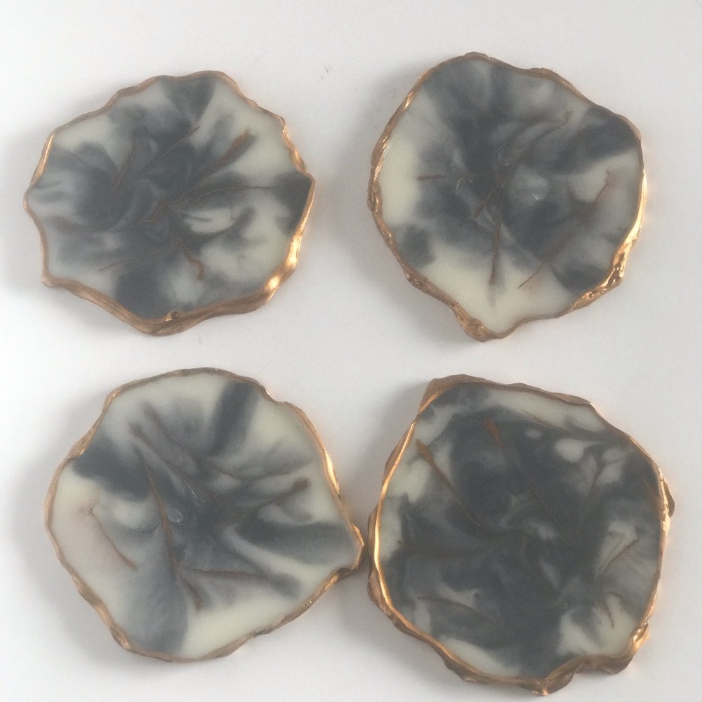 Handmade Agate Resin Marble Coaster Set